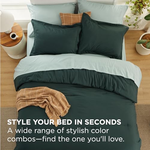 Bedsure Twin Comforter Set - 5 Pieces Forest Green Twin Bedding Set for All Seasons, Boho Contrasting Design Bed in a Bag with Comforter, Sheets, Pillowcase & Sham Bedsure