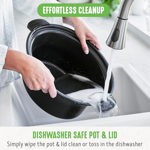 GreenLife 6 Quart Ceramic Slow Cooker, PFAS-Free, Programmable, Removable Healthy Nonstick Pot for Family Meals, Sear on Stovetop, Keep Warm, Digital Timer, Dishwasher Safe Glass Lid, Periwinkle GreenLife