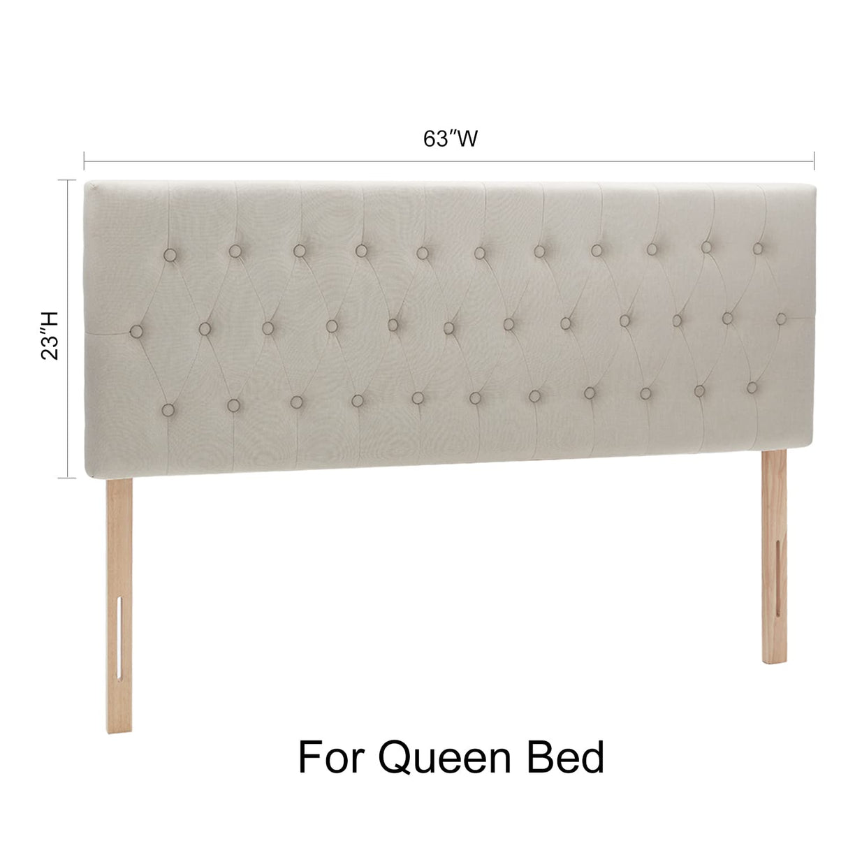 Kingfun Tufted Upholstered Queen Size Bed Headboard in Modern Button Design, Adjustable Solid Wood Head Board, Premium Linen Fabric Padded Headboards in Bedroom (Beige, Queen) Kingfun