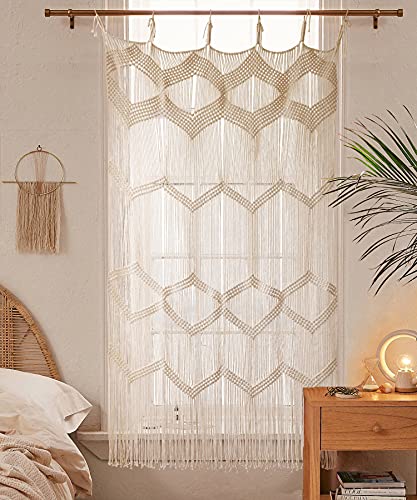 Flber Macrame Curtain Window Macrame Room Divider Doorway Curtain Boho Macrame Wall Hanging Living Room Bedroom Decor 42" W x 75" H Flber