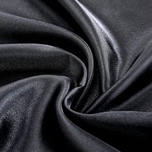 Homiest Black Satin Fitted Sheet Queen Size, Deep Pocket, Luxury & Ultra Soft Bedding Homiest