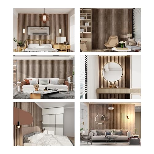 ARTSLAT 3D Fluted Sound Absorbing Decorative Soundproof Panels | Acoustic Wood SLAT Wall Panels | Interior Design for Walls and Ceilings | 94.48 * 23.62in | 2PCS Coverage | Natural Walnut ARTSLAT