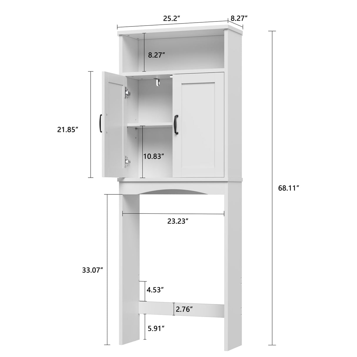 MXARLTR Over The Toilet Storage Cabinet, Over Toilet Bathroom Organizer with Adjustable Shelf and Double Doors, Space Saver Shelf Above Toilet Storage Cabinet (White) MXARLTR