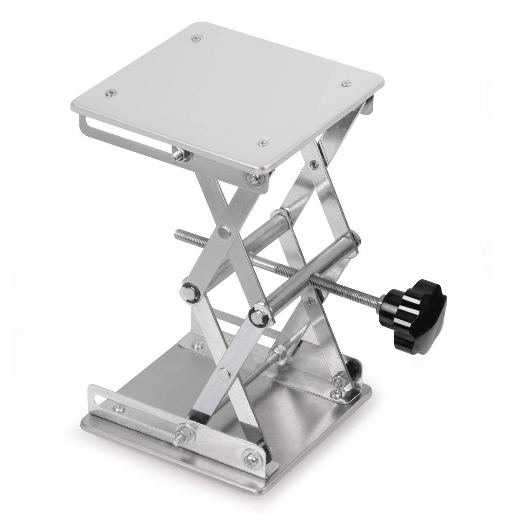 stonylab 6 x 6 inch Lab Scissors Jack, 150 x 150mm Stainless Steel Laboratory Support Jack Platform Lab Lift Stand Table, Expandable Lift Height Range from 75mm to 260mm, Support Weight 10KG stonylab