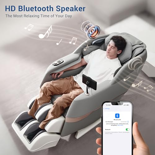 MYNTA Massage Chair Full Body, 170ยฐ Flexible SL Track Shiatsu 3D Massage Chairs with Zero Gravity, Bluetooth Speaker, Airbags & Heating, MC1650(Grey) MYNTA