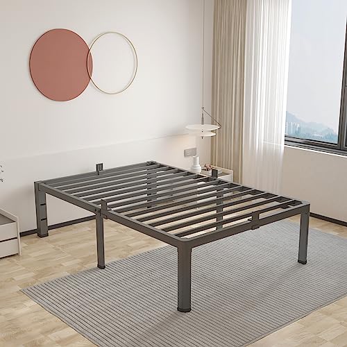 ROIL 14 inch Twin Bed Frames with Headboard Hole and Round Corner Legs Mattress Retainers 3500LBS Heavy Duty Steel Slats No Box Spring Needed Platform Noise-Free Easy Assembly ROIL