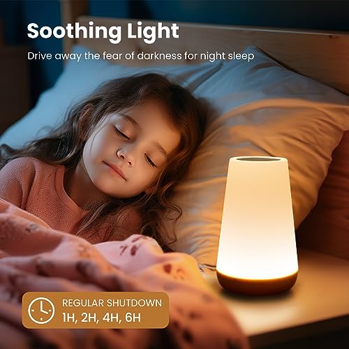 THAUSDAS Night Light, Dimmable Touch Lamp for Bedroom, Portable Table Bedside Lamp, 5 Brightness 13 RGB Colors, Night Lights for Baby Nursery Bathroom THAUSDAS