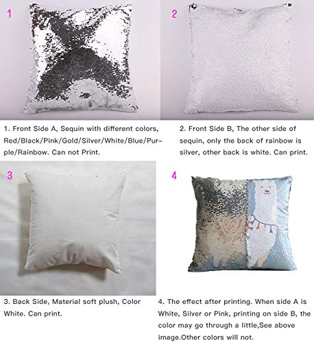 FOKOCALI 10PCS Sublimation Pillow Cover Mixed Color Square Blank Reversible Sequin Magic Swipe Cushion Case 15.75 x 15.75in US Stock FOKOCALI