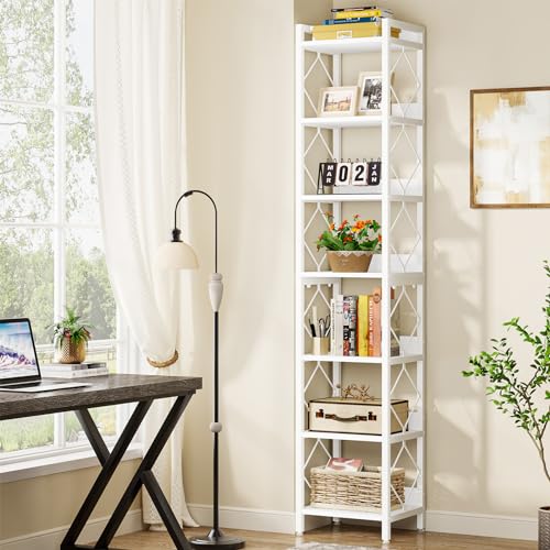Tribesigns 78.7 Inch Tall Narrow Bookshelf - 7-Tier Freestanding Storage for Small Spaces Tribesigns