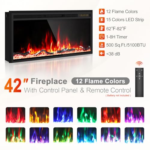 Electric Fireplace Mantel with Grey Marble Finish, 69” Fireplace TV Stand with 42”Electric Fireplace Heater, Remote Control, Adjustable Led Flame, Corner Fireplace for Living Room, Bedroom, White Eshoma