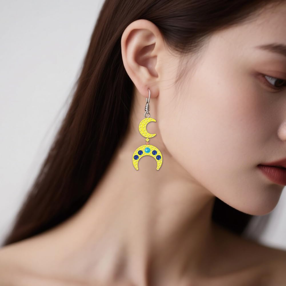 beinkmake 12 Pairs Celestial Sun Moon Star Diamond Painted Earrings 5D Earring Making Kit Fantasy Vintage Jewelry DIY Diamond Art Earring Kit for Adults Craft Unique Handmade Gifts beinkmake