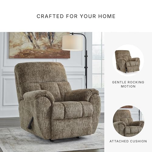 Signature Design by Ashley Rampant Casual Manual Rocker Recliner with Pillow-Top Arms, Light Brown Signature Design by Ashley