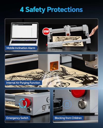 Carverall X1/JL9 20W Laser Engraver and Cutter with Air Assist, Laser Engraving Machine for Wood Metal Acrylic Glass Stone, Powerful DIY CNC Laser Cutter 11.8" x 11.8" 20000mW Class1 Carverall