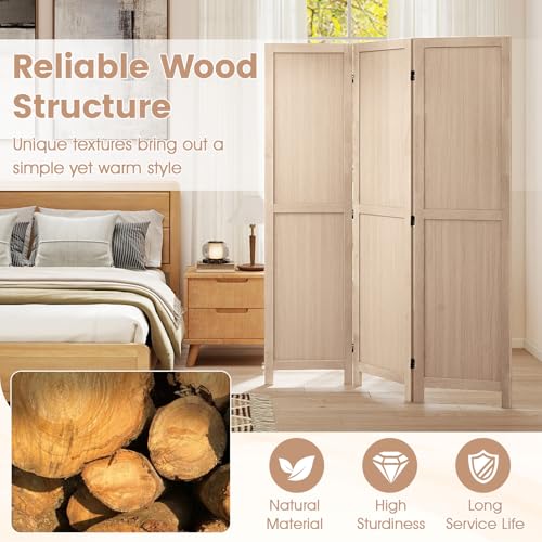 Giantex 3 Panel Folding Room Divider 67" Tall, Freestanding Wooden Privacy Screen, Divider for Room Separation, Space-Saving Wall Partition for Bedroom, Home Office, Studio – No Assembly Giantex
