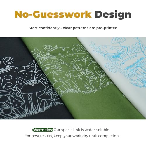 SunorthLife Embrodiery Kit for Beginners, Embrodiery Starter Sets for Adults Including Embrodiery Patterns, Threads, Needles, Hoop (Mushroom)