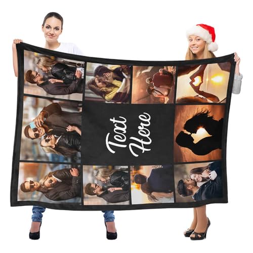 inkArts Custom Blanket with Photos Text Personalized Blanket Thows with Picture Customizable Blanket Photo Blankets Customize for Mom Dad Couple Girlfriend Boyfriend Wife Husband inkArts