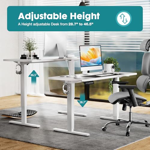 NEWBULIG Electric Standing Desk, Height Adjustable Sit Stand Up Desk, 40" X 24" Computer Workstation Rising Home Office Gaming Table with Memory Preset Splice Board, White NEWBULIG