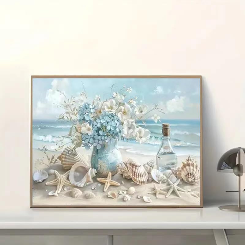 ZQEATRY 5D Diamond Painting Kits for Adults,DIY Beach Shell Diamond Art Kits,Full Round Drill Diamond Dots Paintings Picture Arts Craft for Home Wall Art Decor 12 X 16Inch ZQEATRY