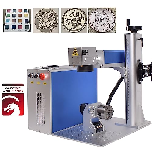 Ovsuqu Fiber Laser Engraver JPT MOPA 60W E2 Fiber Marking Machine with 80mm Rotary Axis Metal Laser Engraving Machine 200x200mm+300x300mm for Metal(JPT MOPA 60W E2) Ovsuqu