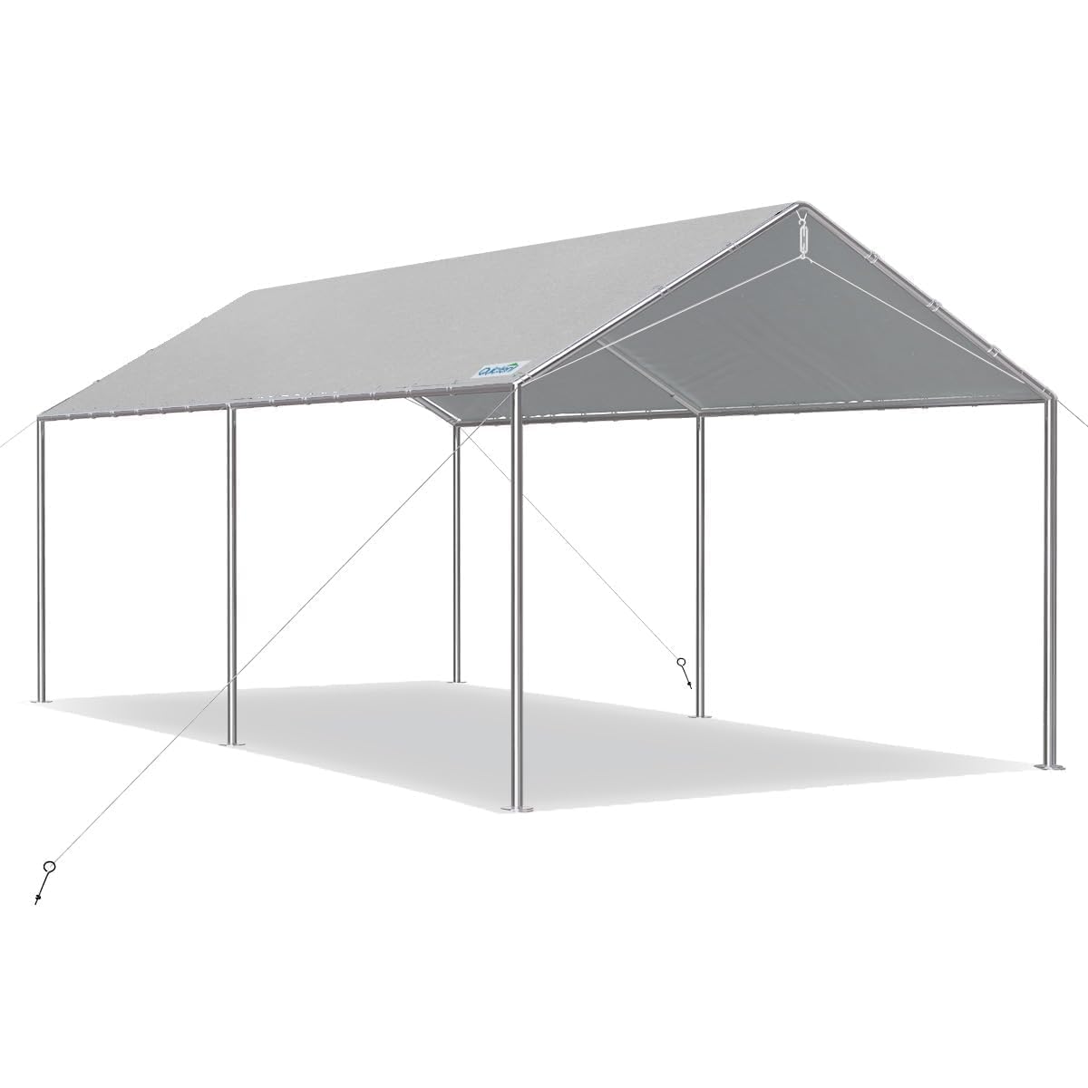 Quictent 10x15 ft Heavy Duty Car Canopy Galvanized Frame Carport Outdoor Party Tent Boat Shelter with 3 Reinforced Steel Cables - Grey Quictent