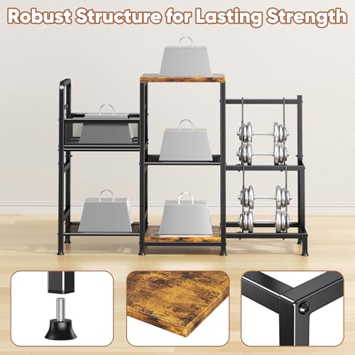 POKIPO Large Record Player Stand, Vinyl Record Storage Holds up to 400+ Albums, 3 Tier Turntable Stand with Display Shelf, 3-in-1 Multifunctional Record Player Cabinet Media Console Table for Stereo POKIPO