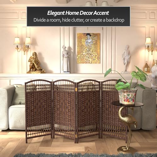 Red Lantern 3 ft. Short Fiber Weave Folding Screen - Dark Mocha - 4 Panels Red Lantern