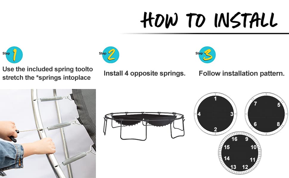 Cliselda Trampoline Replacement Mat, Fits 14 ft Round Trampoline Frame with 72 V-Rings and Spring Tool, Fits 6.5-7" Springs, 147 inch Jumping Mat (Excluding Frame and Spring) Cliselda