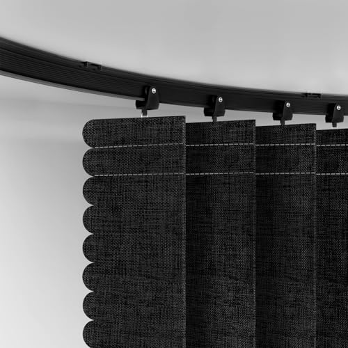 AJAZZ 100% Blackout Room Divider Curtains - with Flexible Ceiling Curtain Track, Noise Reduce Barrier for Portable Curtain for Sliding Glass Door/Space Room Divider r(Black, W180 x L96, 1 Pack) AJAZZ