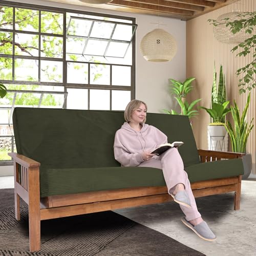Foamma Memory Foam Futon Mattress, Double-Sided Foldout Couch Futon Mattress - Queen (Deep Forest) - Comfortable and Heavy Duty Sofa Bed, Thick Corded Cushion for All (Frame NOT Included) Foamma