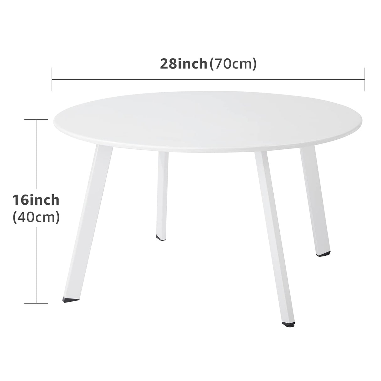 Meluvici Patio Coffee Table, Metal Steel Outdoor Round Table Weather Resistant Anti-Rust Outdoor Table, White Meluvici