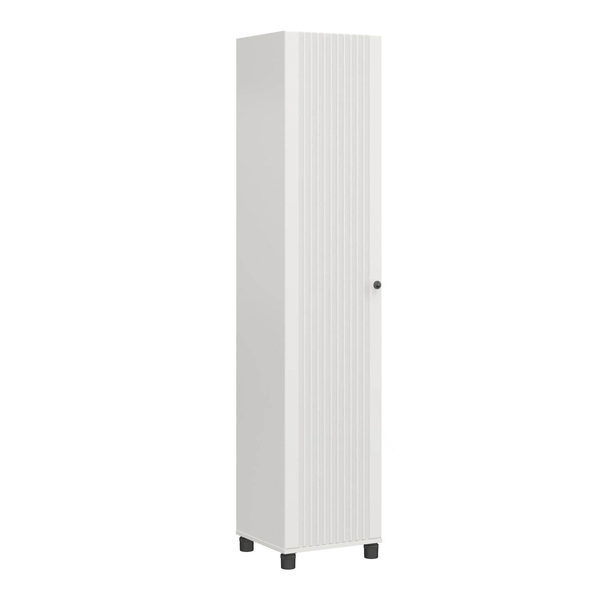 SystemBuild Evolution Kendall Utility Storage Cabinet, 16" Wide, Fluted White SystemBuild