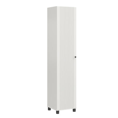 SystemBuild Evolution Kendall Utility Storage Cabinet, 16" Wide, Fluted White