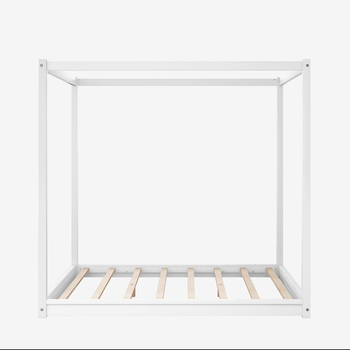 Merax Queen Size White Wooden Canopy Platform Bed Frame with Slat Support Merax