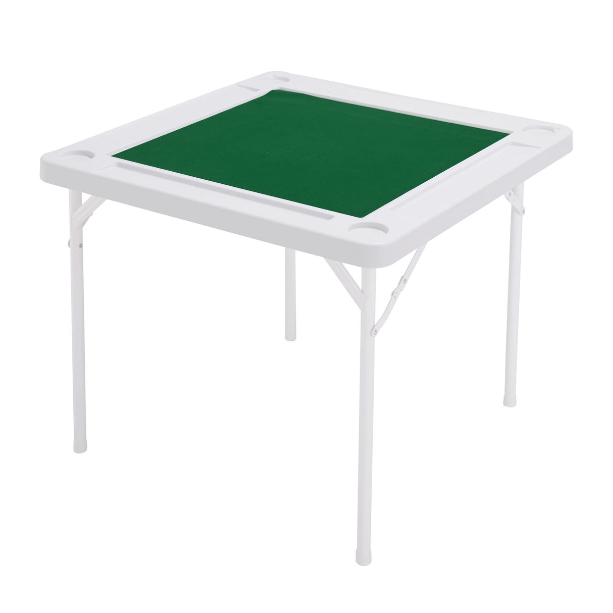 Allpop 35.4’’ Folding Mahjong Table, Square 4 Player Card Game Table with Longer Chip Trays, Cup Holders & Green Professional Tabletop for Domino, Poker, Jigsaw Puzzles Allpop