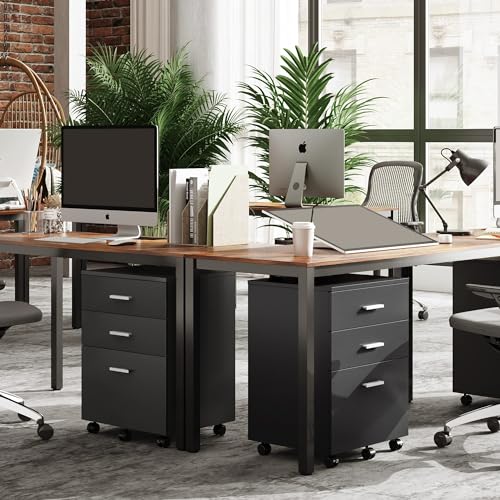 DEVAISE 3 Drawer Wood Mobile File Cabinet, Rolling Filing Cabinet for Letter/A4 Size, Black DEVAISE