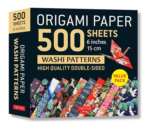 Origami Paper 500 sheets Japanese Washi Patterns 6" (15 cm): Double-Sided Origami Sheets with 12 Different Designs (Instructions for 6 Projects Included) Tuttle Publishing