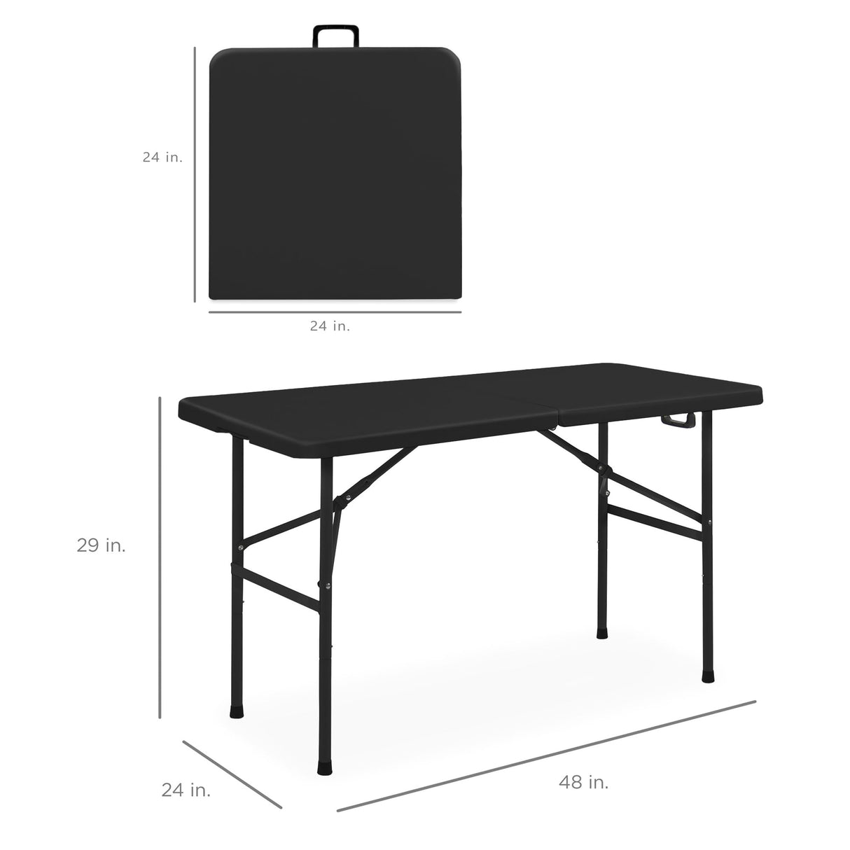 Best Choice Products 4ft Plastic Folding Table, Indoor Outdoor Heavy Duty Portable w/Handle, Lock for Picnic, Party, Camping - Black Best Choice Products
