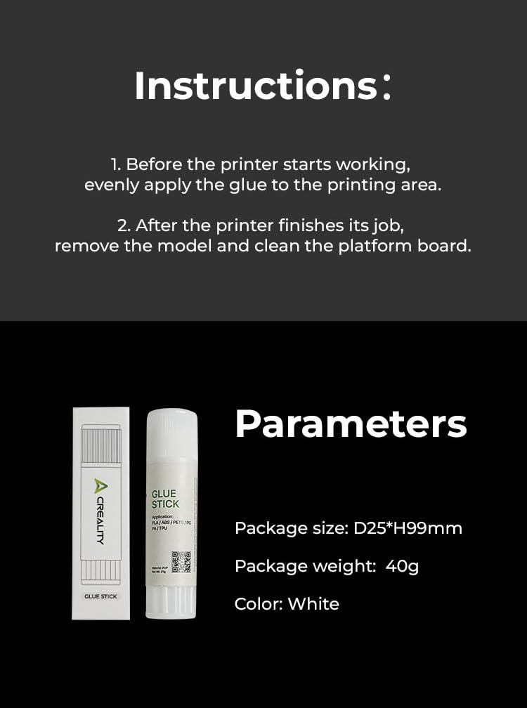 Creality Glue Stick for 3D Printer Build Plate 3Pcs, Maintained Constant Adhesion Prevents Warping, 3D Printer Bed Adhesive for PLA/ABS/PETG/PC/PA/TPU, 3D Print Tools/Accessories, 3D Print Glue, 21g Lokkr