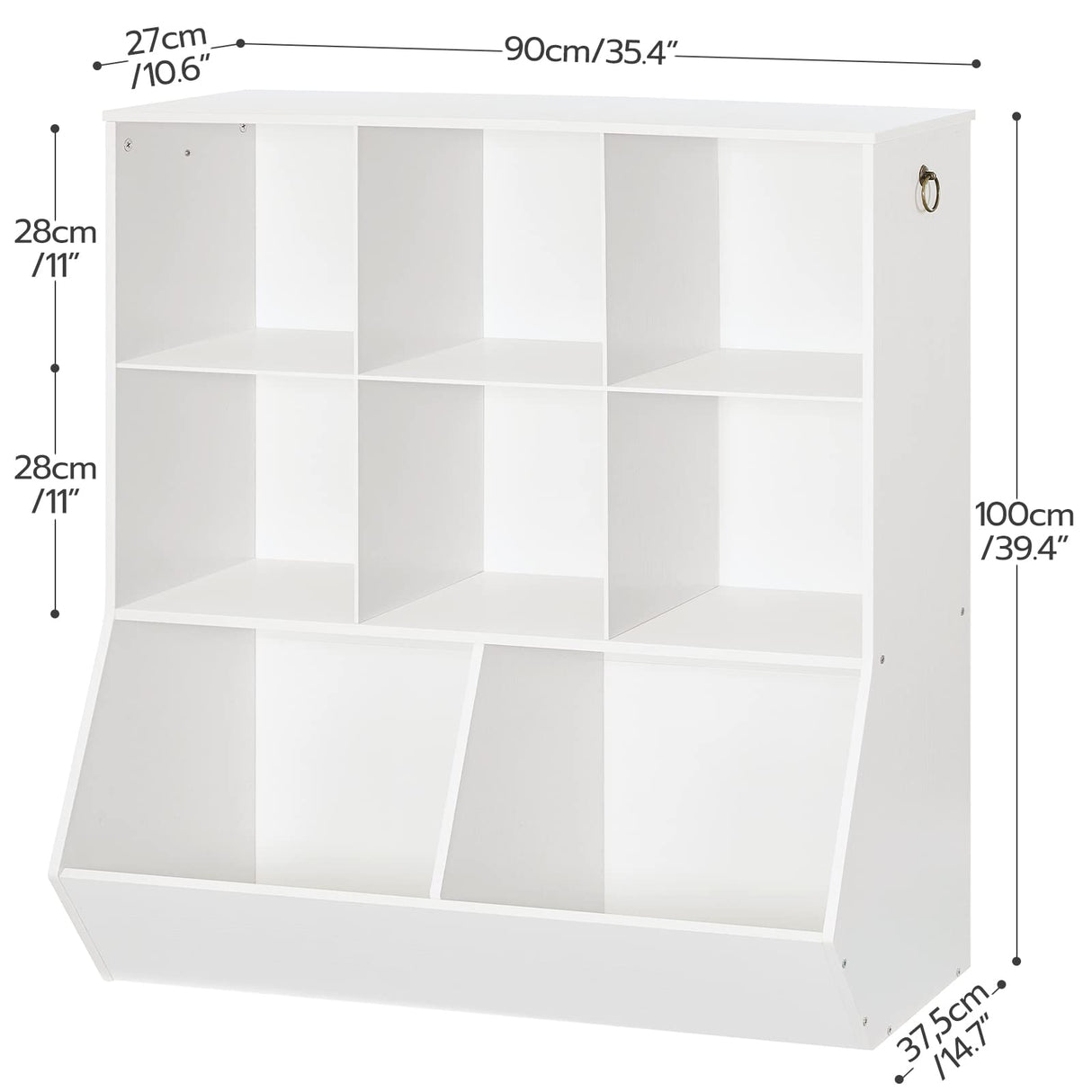 HOOBRO Kids Bookshelf, Toy Storage Cabinet, Kids Toy Organizer, 8 Cubicles, Bookcase Footboard, Bookshelf for Kids, for Playroom, Bedroom, Nursery, School, White WT35CW01G1 HOOBRO