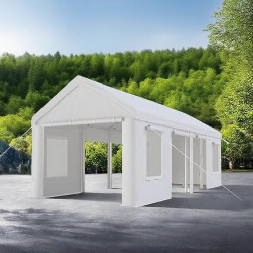 HobbyField 13x25ft Heavy Duty Carport with 6 Doors 4 Windows Portable Garage for 2 Cars Reinforced Steel Frame & UV Resistant PE Tarp All Weather Shelter for Trucks Boats ATVs HobbyField