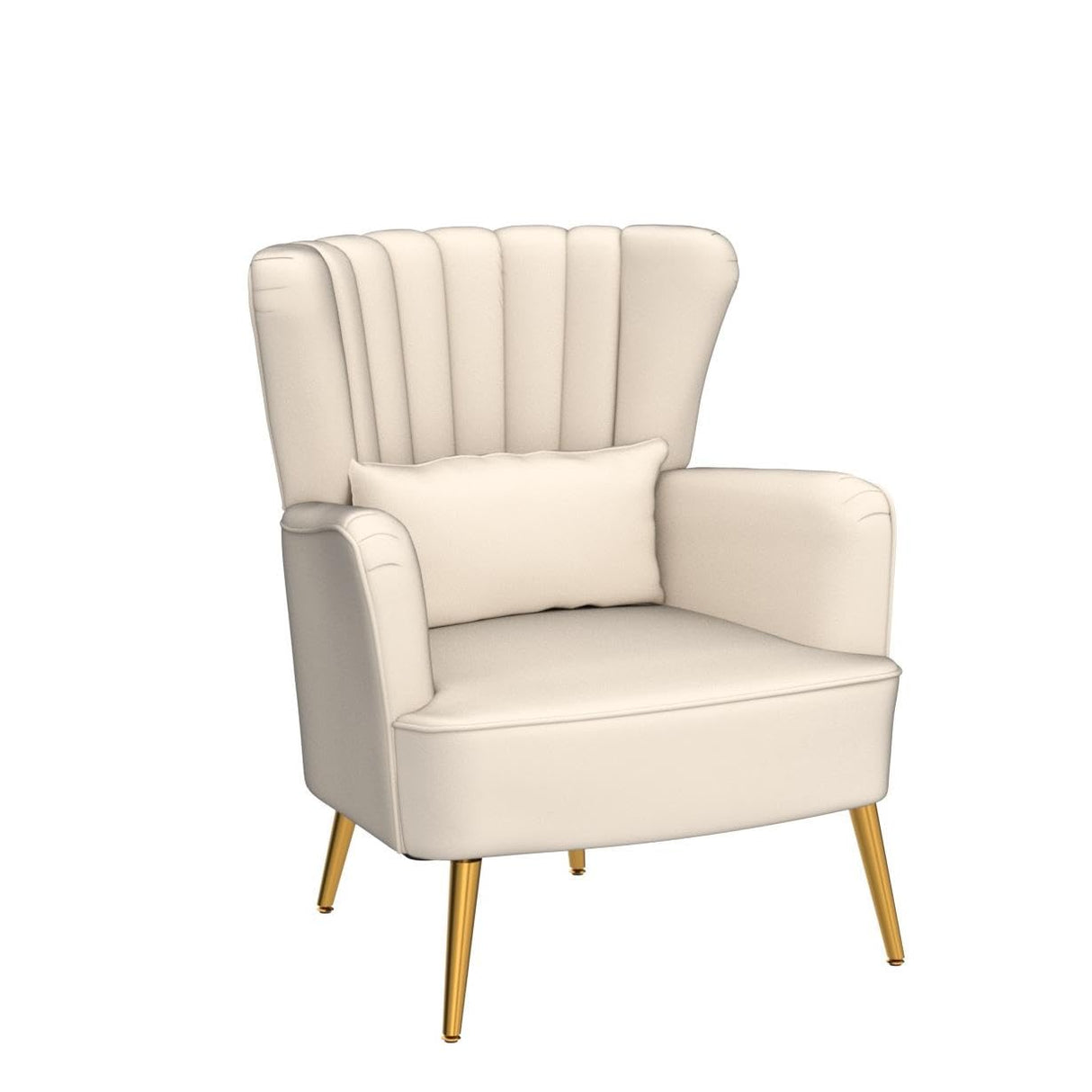 YUUIJOAA Modern Accent Chair Comfy Wingback Armchair with Pillow Upholstered Shell Accent Chair Reading Chair for Bedroom, Living Room, Small Spaces,Dressing Room Beige YUUIJOAA
