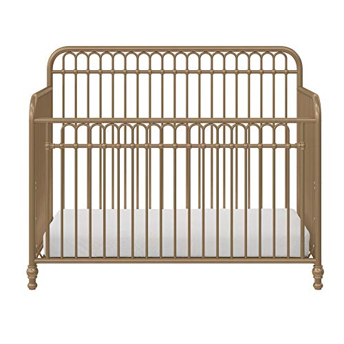 Little Seeds Ivy 3-in-1 Convertible Metal Crib, JMPA Certified, Gold Little Seeds