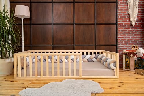 Montessori Floor Bed Small Size 52x27,5"/ Height 18.90'' | Pine Tree Toddler Bed Frame, Wood Bed Frame | Gift For Kids Room Decor (Small) Generic