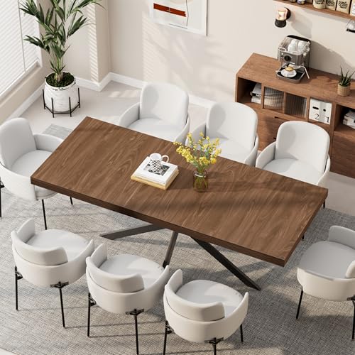 Extendable Dining Room Table for 4 6 8, 55"-70.9" Kitchen Table Rectangle Wood, Expandable Dining Table with Hidden Storage, Space Saving Farmhouse Kitchen Table for Kitchen Dining Living Room MECHYIN