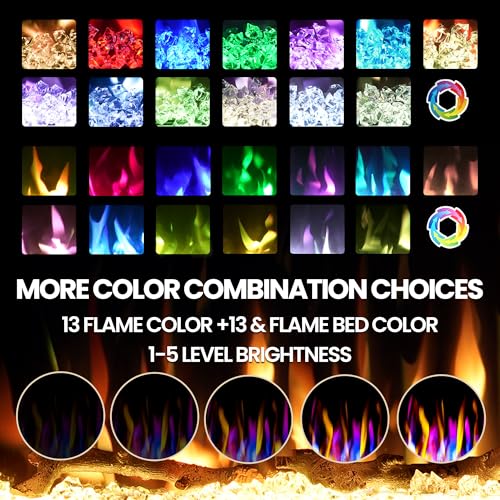 42 Inch WiFi-Enabled Electric Fireplace, 1500W Smart Fire Place Hetaer Inserts and Wall-Mounted W/Touch Screen & Remote Control, Adjustable 13 Flame Color and 5 Brightness, 12H Timer for Living Room Riseon