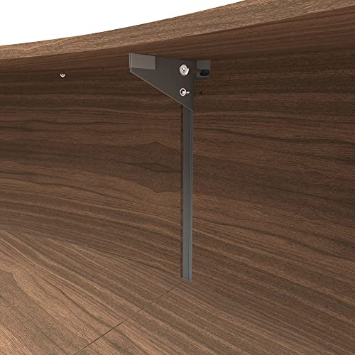 Linea Italia Curved Modern Office Desk Easy to Assembly 2 Panel Reception Counter for Lobby, Salon, 124" x 49", Walnut Linea Italia