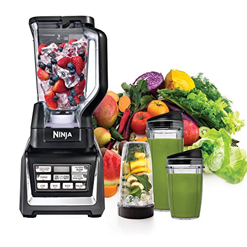 Ninja BL642 Nutri Ninja Personal & Countertop Blender with 1200W Auto-iQ Base, 72 oz. Pitcher, and 18, 24, & 32 oz. To-Go Cups with Spout Lids, For Smoothies, Shakes & More, Dishwasher Safe, Black Ninja