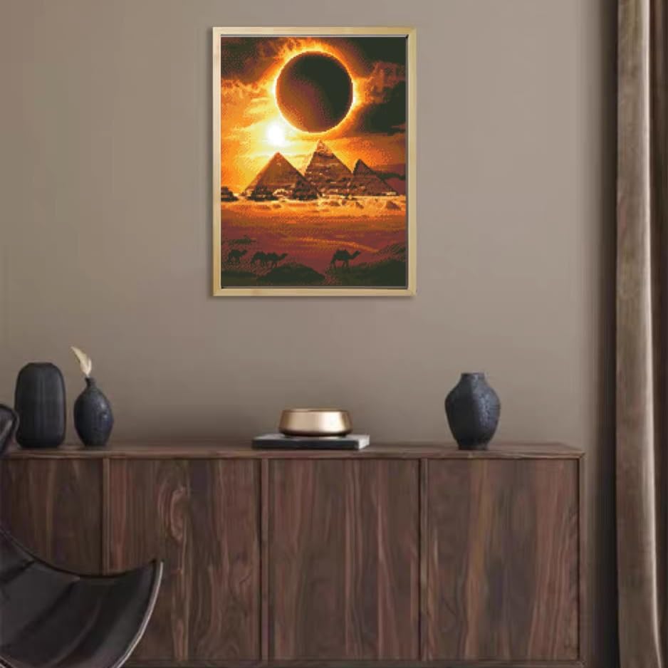 5D Diamond Painting Art Egypt Pyramid and Camel Full Drill Square Beads Diamond Painting Kits for Adults Crystal Gems Wall Art Home Decoration 40x50cm WoodArtSupply