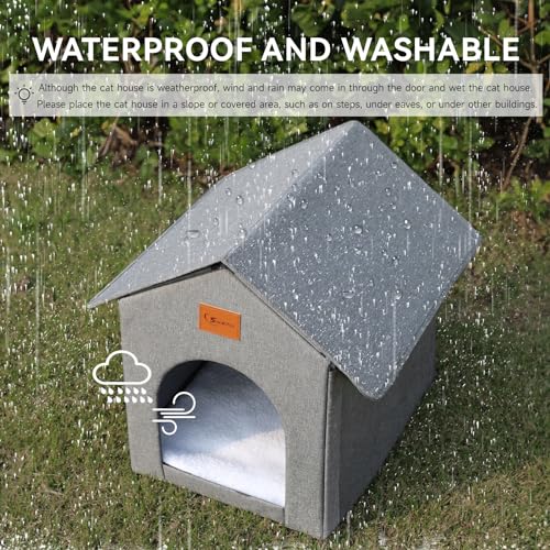 Outdoor Cat House, Outdoor Cat Shelter Feral Cat, Outside Waterproof Cat House for Outdoor/Indoor Cats, Insulated Cat House for Winter with Cozy Cushion, Easy to Assemble, Navy Blue Siedihit