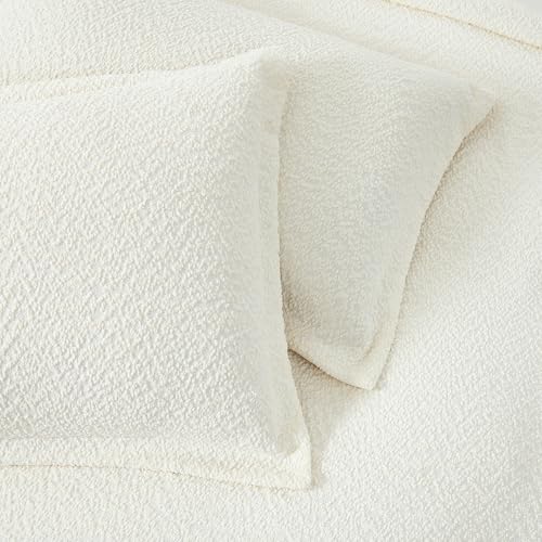 Lush Decor Lotti Boucle Duvet Cover 3 Piece Set King Soft White - White Duvet Cover- Textured Cozy Bedding Set - Modern Minimalist Decor Lush Decor